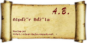 Alpár Béla névjegykártya