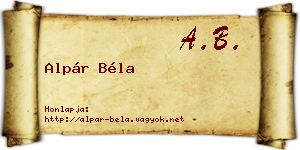 Alpár Béla névjegykártya