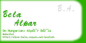 bela alpar business card